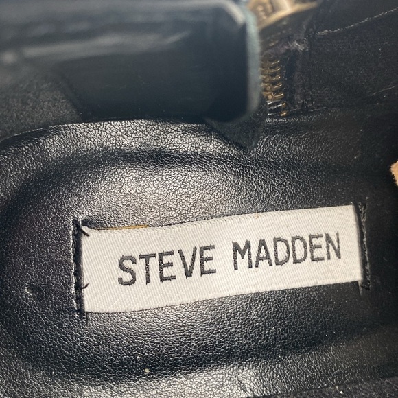 Steve Madden Black Ankle Boots suede women 10M casual office festival retro Y2K - Picture 11 of 13